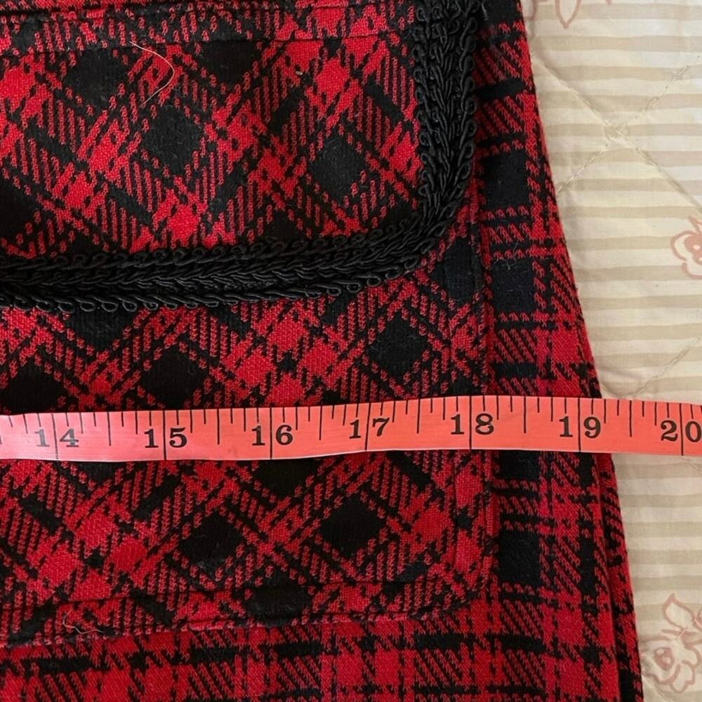 Tommy Hilfiger Women 10 Red Black Tartan Plaid Jumper Dress Preppy Dark Academia - Picture 10 of 13